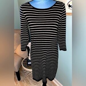 Sweater Dress Navy and Gray Striped Size Small By 525 America 100% Cotton